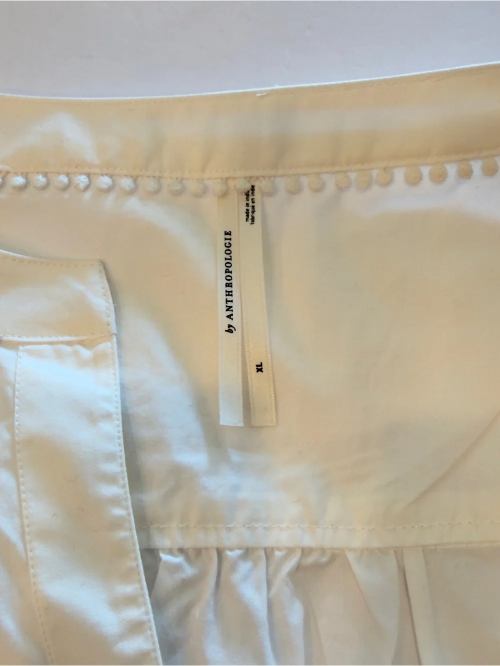 Anthropologie White Split-Sleeve Popover Blouse XL Excellent Condition